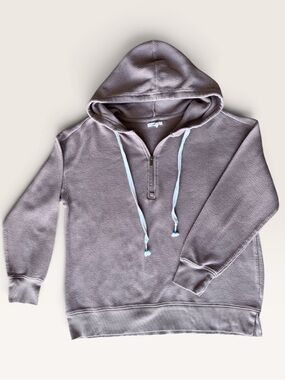 Maurices Textured Quarter Zip Hoodie Dusty Mauve Large